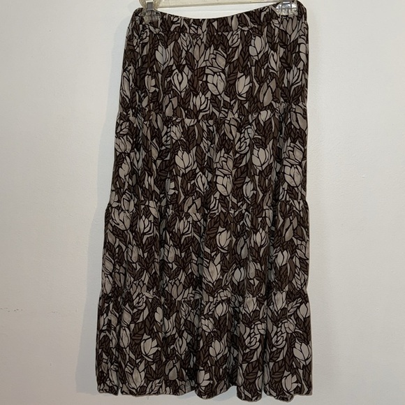 🌹CHRISTOPHER & BANKS BROWN FLORAL MIDI SKIRT - Picture 4 of 6